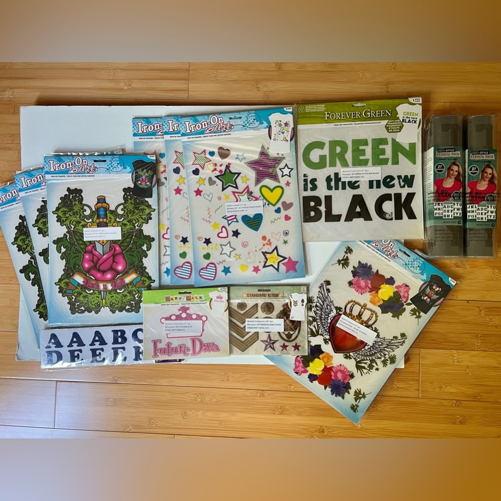 13 Iron-On Art and Letter Stencil Pack